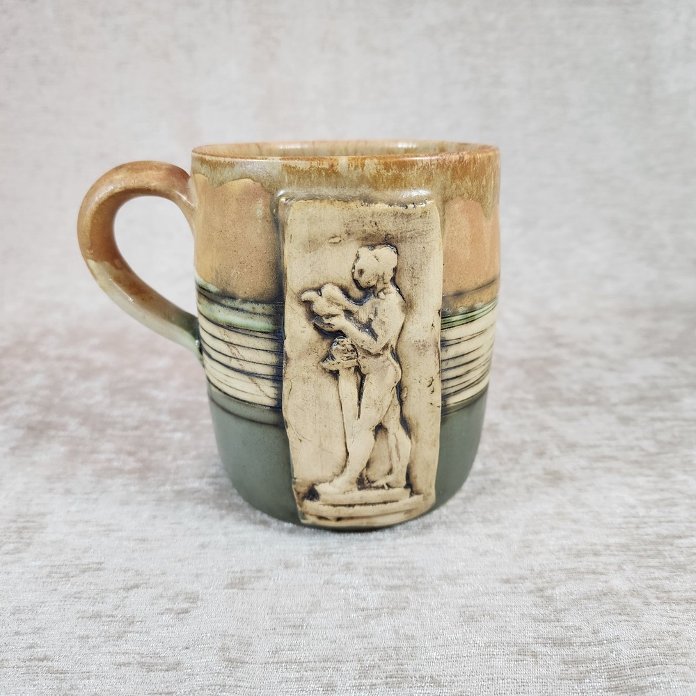 Ceramic Mug Belgrade Serbia "The Victor" Statue Tan Green 16oz